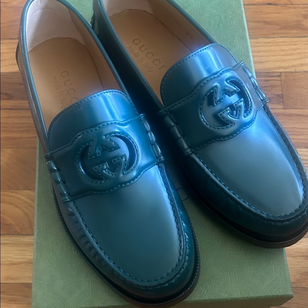 Gucci Men's Teal Leather Loafers